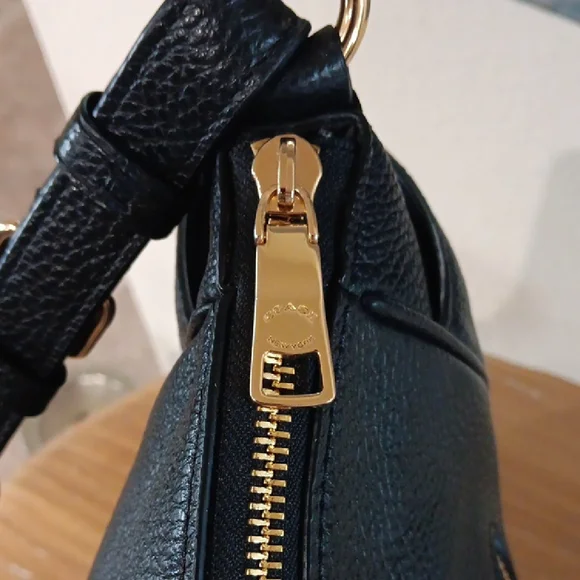 Coach (Rori) Black Leather Shoulder Bag with Gold Hardware - Picture 6 of 8